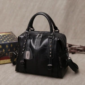Oil wax retro portable oblique fashion female bag