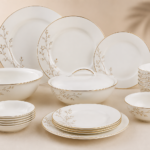 Elegant White Dinner Set – Gold Border Design