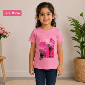FREELINE Girls Printed Pink T-Shirt | Size 34 (85 CM)