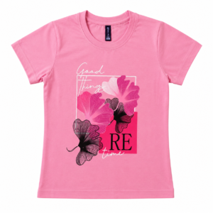 FREELINE Girls Printed Pink T-Shirt | Size 34 (85 CM)