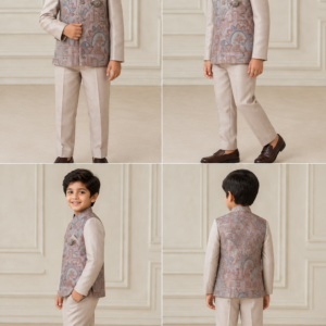 Boys Premium Indo Western Ethnic Suit Set | Designer Waistcoat with Kurta & Pant | Party Wear for Kids