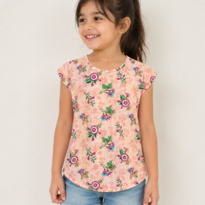 Girls Floral Printed Cotton Top , 1 Top
