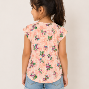 Girls Floral Printed Cotton Top , 1 Top