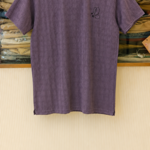 Girls Textured Half Sleeve T-Shirt | Soft Cotton Blend Casual Top | Purple