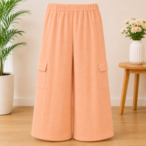 Girls Textured Wide Leg Palazzo Pants | Soft Cotton Blend | Pink