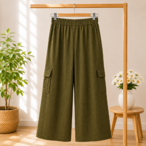 Girls Textured Wide Leg Palazzo Pants | Cotton Blend