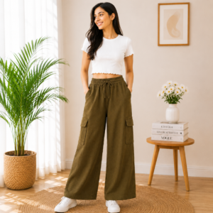 Girls Textured Wide Leg Palazzo Pants | Cotton Blend