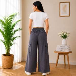 Girls Textured Wide Leg Palazzo Pants | Cotton Blend
