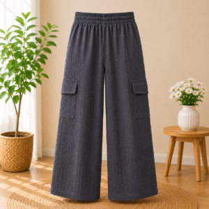Girls Textured Wide Leg Palazzo Pants | Cotton Blend