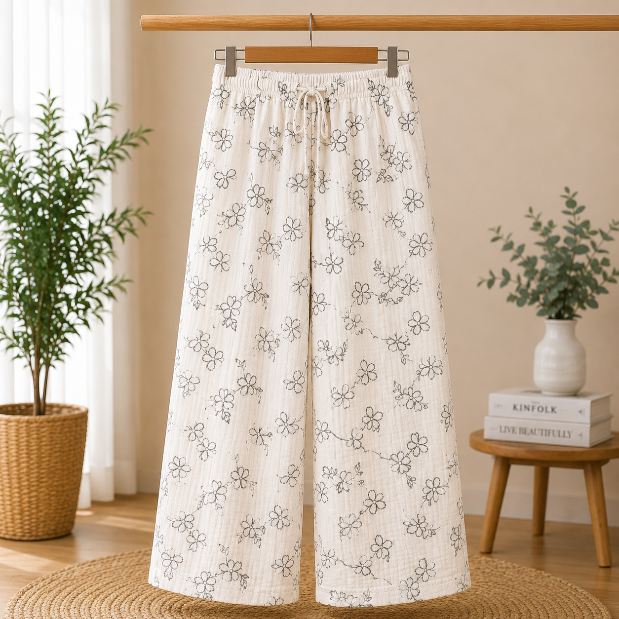 Girls Floral Print Wide Leg Palazzo Pants | Soft Cotton Blend