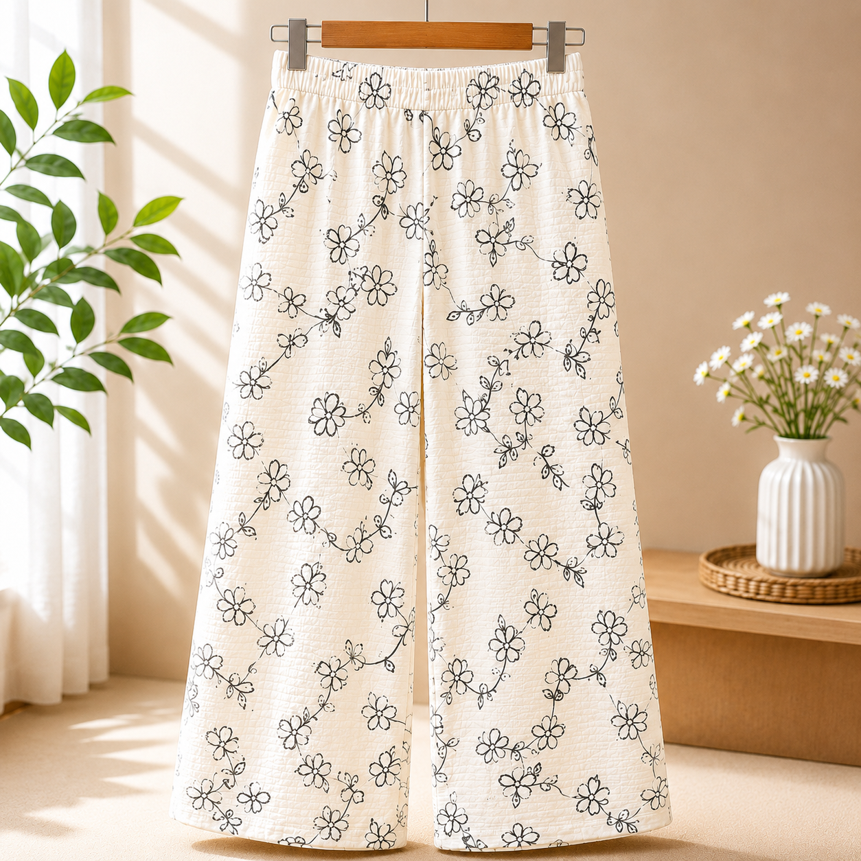 Girls Floral Print Wide Leg Palazzo Pants | Soft Cotton Blend - Image 2