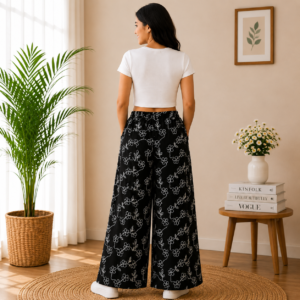 Girls Floral Print Wide Leg Palazzo Pants | Soft Cotton Blend