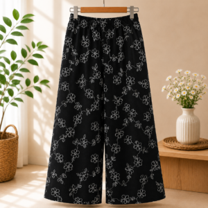 Girls Floral Print Wide Leg Palazzo Pants | Soft Cotton Blend