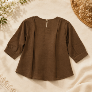 Girls Embroidered Cotton Blend Top