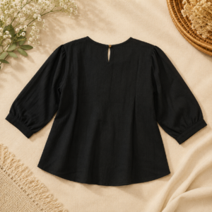 Girls Embroidered Cotton Blend Top