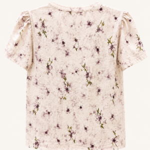 Girls Floral Print Half Sleeve T-Shirt | Soft Cotton Blend Casual Top | Cream
