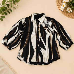 Girls Printed Casual Shirt – Black & White