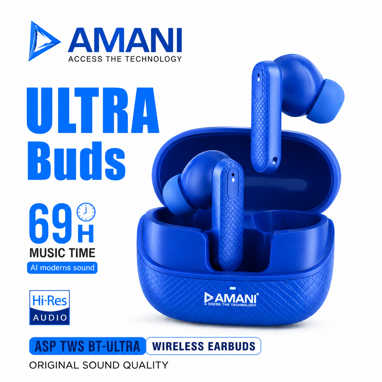 AMANI Ultra Buds Bluetooth Wireless Earbuds