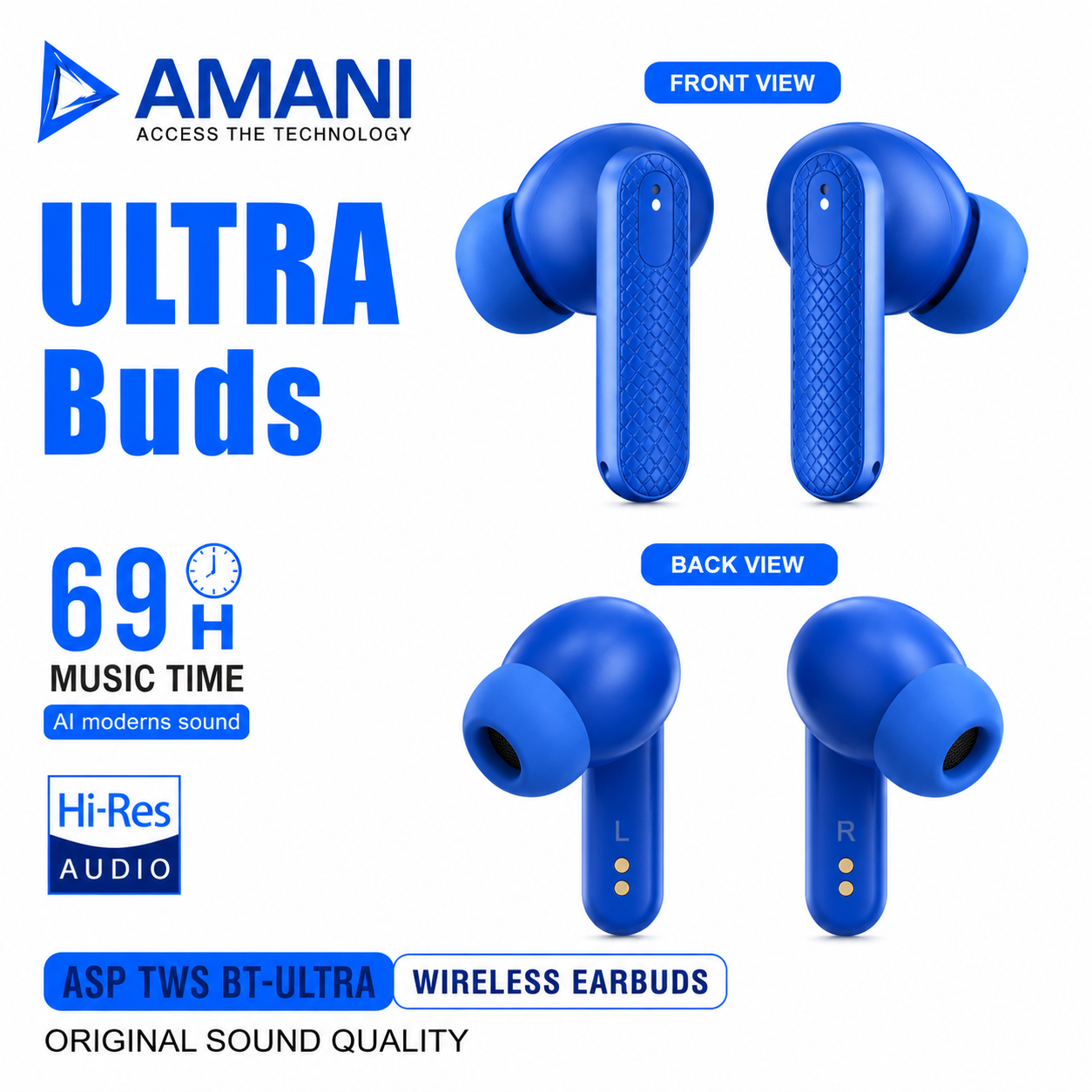 AMANI Ultra Buds Bluetooth Wireless Earbuds - Image 2