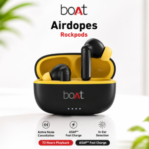 boAt Airdopes Rockpods TWS Bluetooth Earbuds