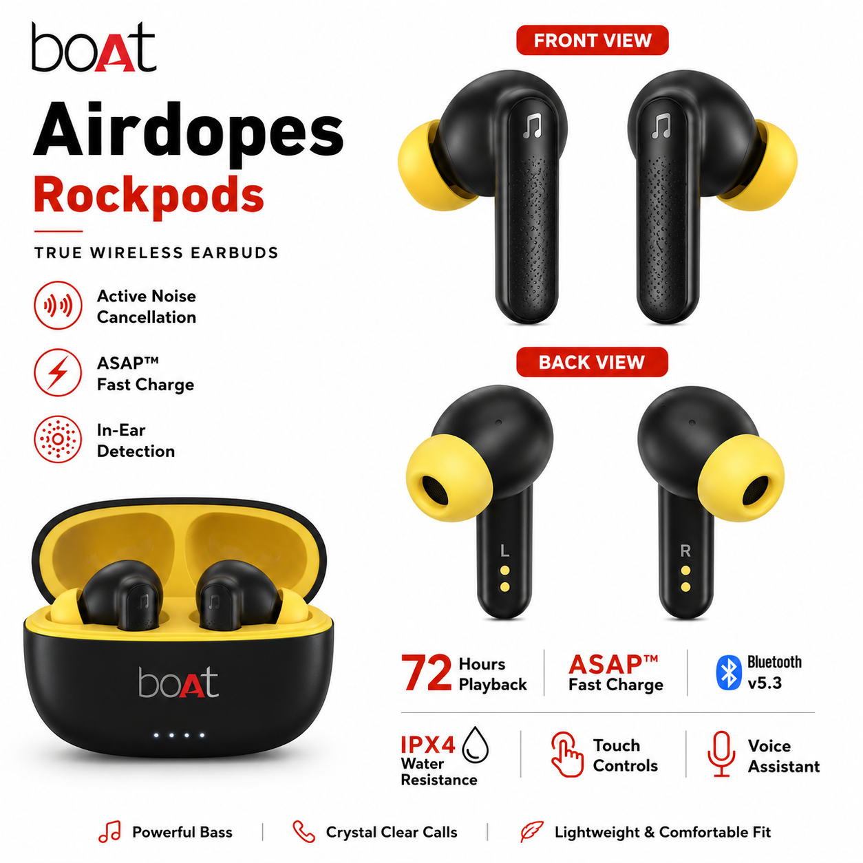boAt Airdopes Rockpods TWS Bluetooth Earbuds - Image 2