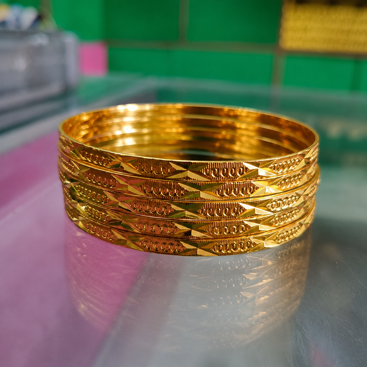 Gold Plated Designer Bangles Set for Women (Set of 4) - Image 3