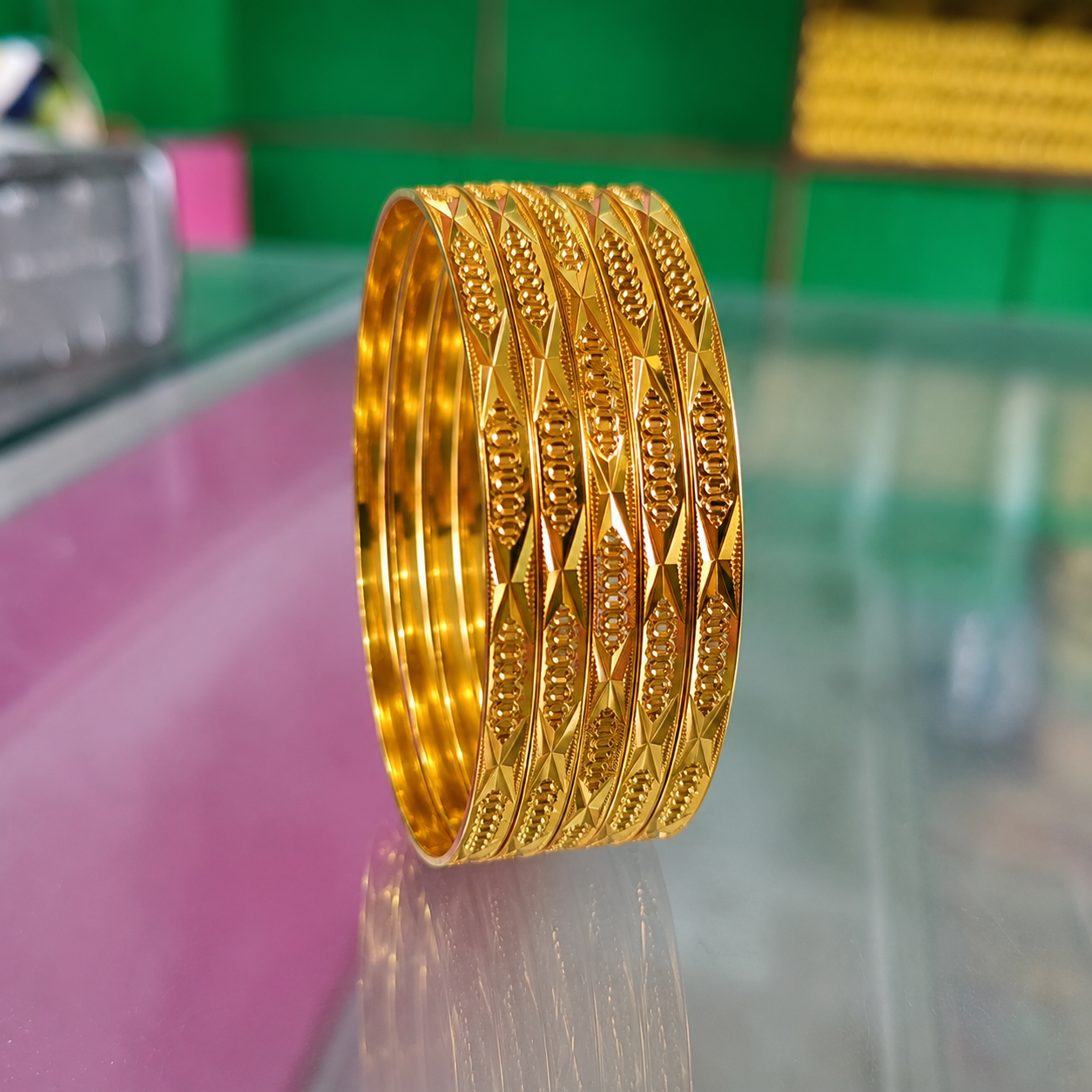Gold Plated Designer Bangles Set for Women (Set of 4) - Image 6