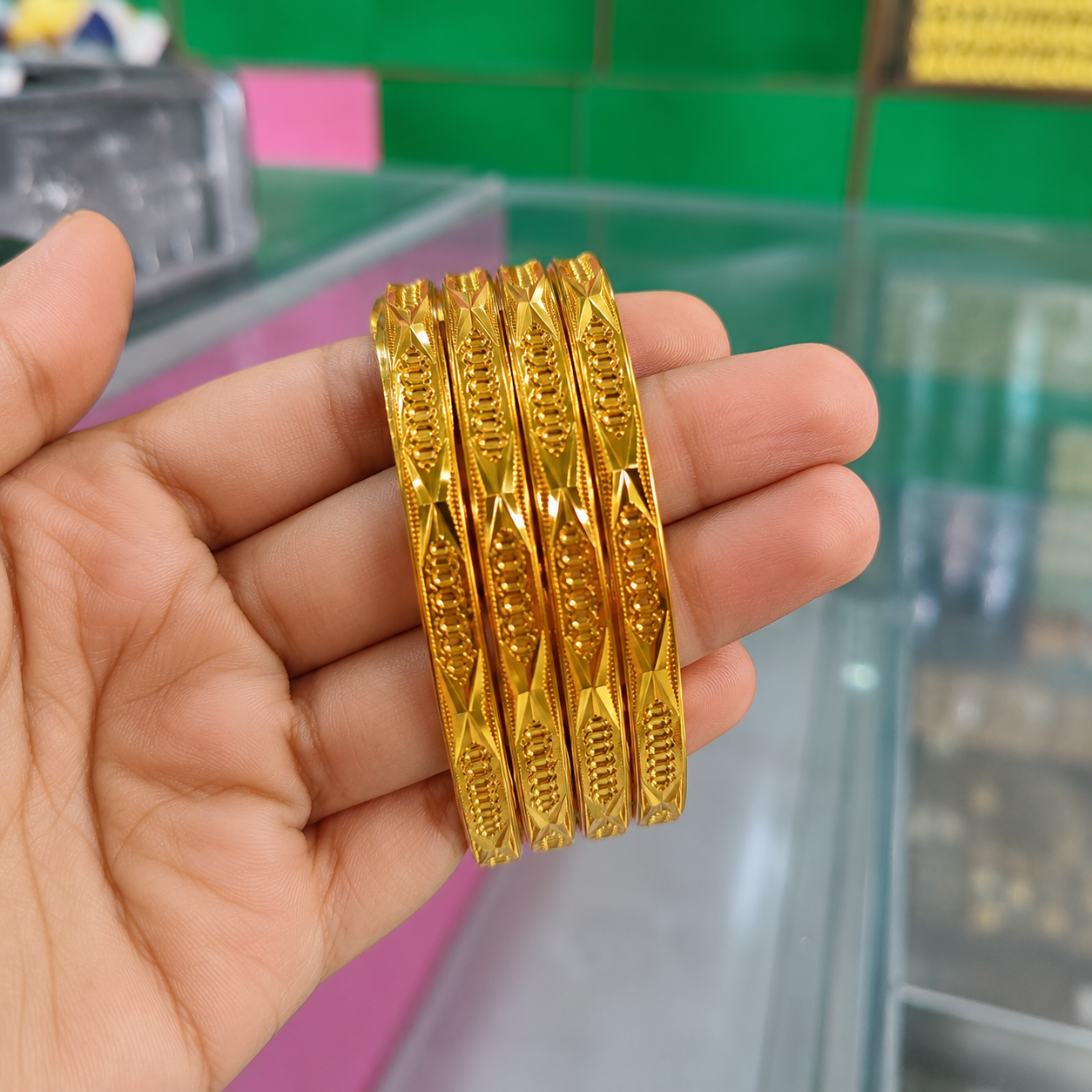 Gold Plated Designer Bangles Set for Women (Set of 4) - Image 4