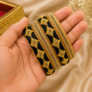 Black & Gold Designer Bangles Set for Women | Traditional Ethnic Bangles | Party & Wedding Wear