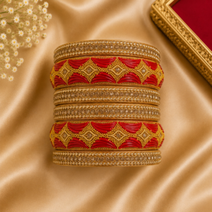 Red & Gold Designer Bridal Bangles Set for Women | Traditional Ethnic Chooda Style | Wedding & Festive Wear