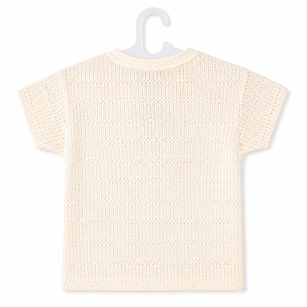 Girls Cream Crochet Knit Top with LOVE Applique - Image 5