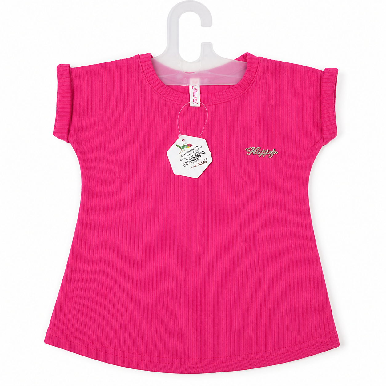 Girls Hot Pink Ribbed Knit Top – 32 Inch - Image 5
