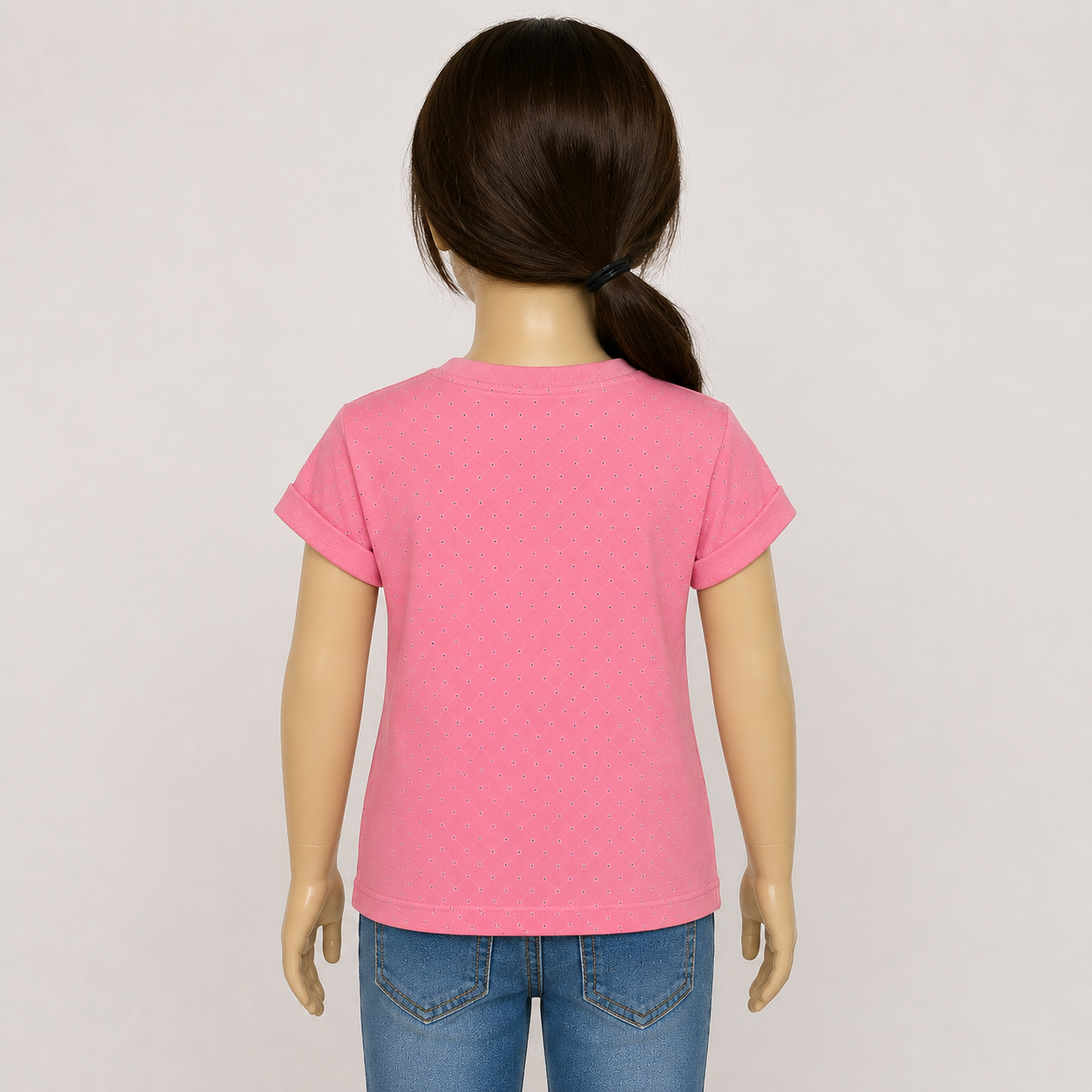 Girls Pink "QUEEN" Printed Half Sleeve T-Shirt - Image 4