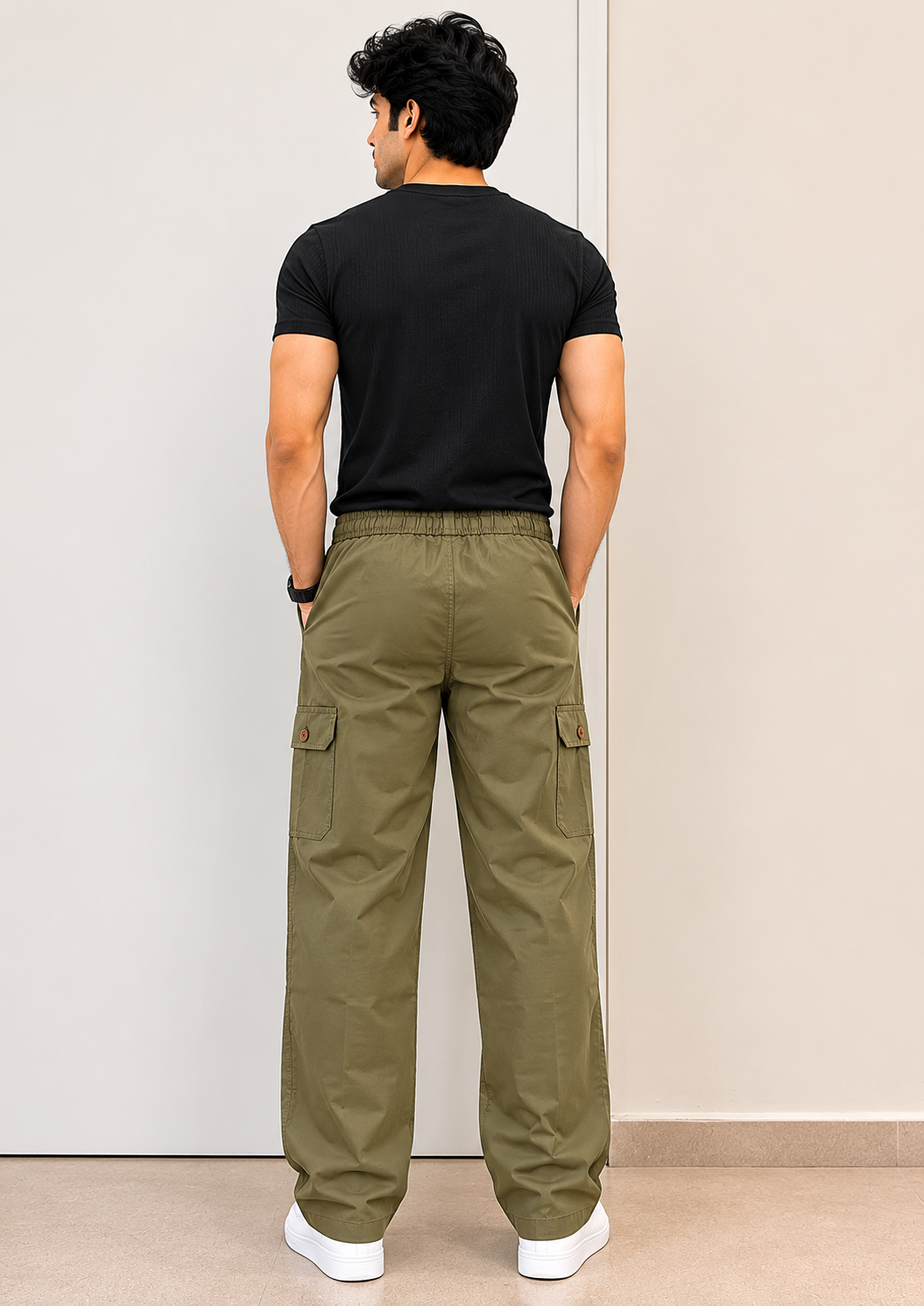 Thunder-9 Men's Olive Green Cargo Pant - Image 3