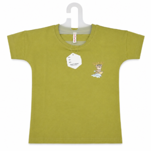 Kids Olive Green Surf Bear Printed T-Shirt