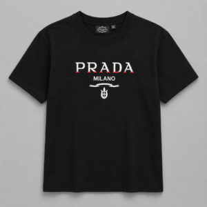 PRADA Milano Men's Premium Black Round Neck T-Shirt