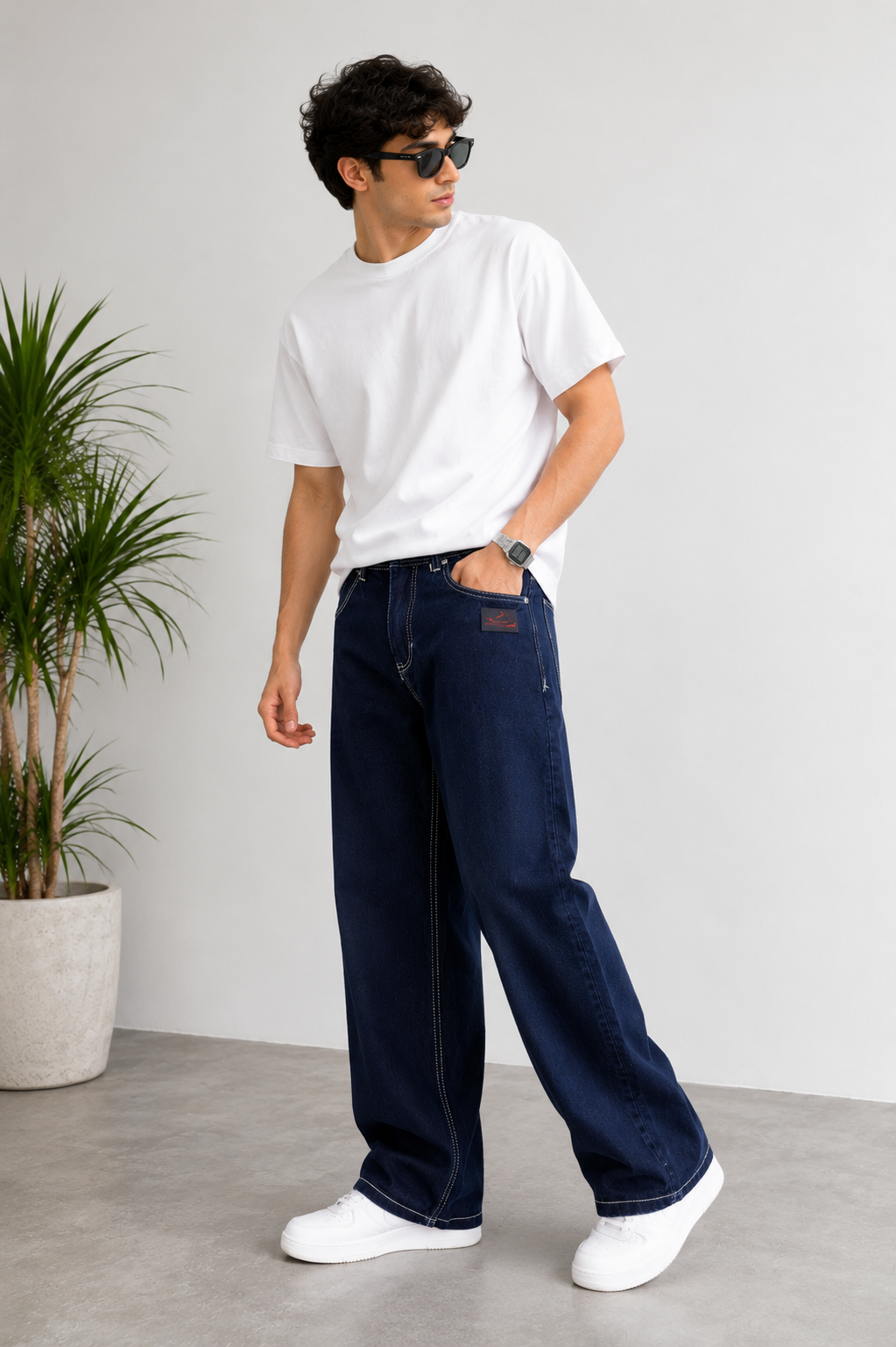 H&M Men's Dark Indigo Baggy Fit Jeans
