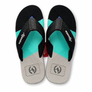 Men's Flip Flops | Ajanta | Black & Aqua Blue | Comfortable Casual Slippers