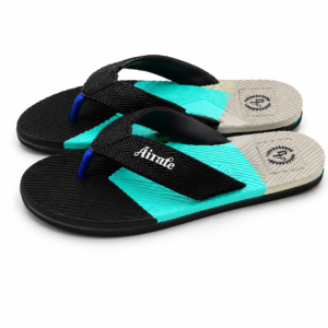 Men's Flip Flops | Ajanta | Black & Aqua Blue | Comfortable Casual Slippers