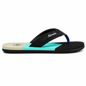Men's Flip Flops | Ajanta | Black & Aqua Blue | Comfortable Casual Slippers