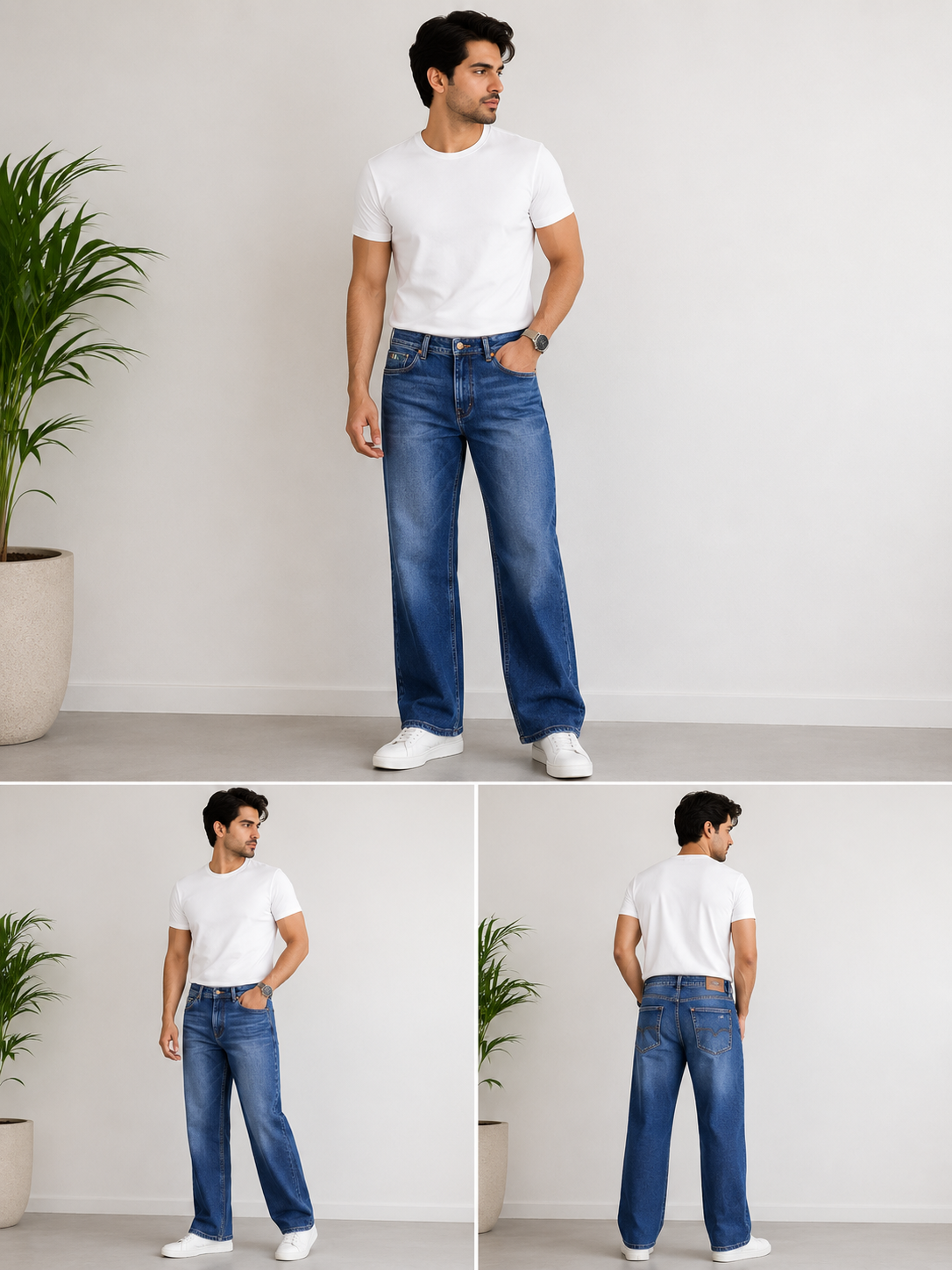 Nostrum Men's Ankle Fit Blue Denim Jeans