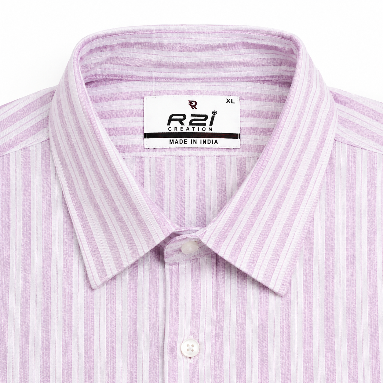 R2i Men's Lavender Striped Half Sleeve Casual Shirt (XL) - Image 5