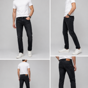 FLU Jeans Men's Narrow Fit Dark Blue Denim Jeans | Premium Casual Wear |