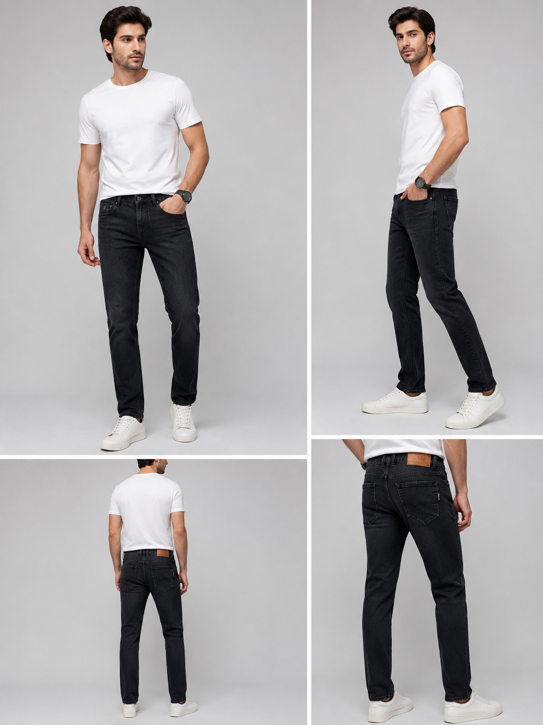 FLU Jeans Men's Narrow Fit Dark Blue Denim Jeans | Premium Casual Wear |