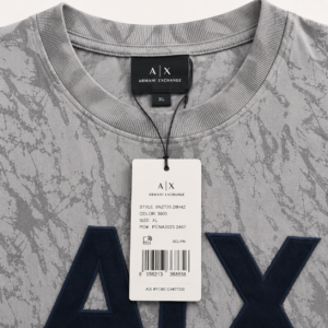 Armani Exchange A|X Men's Grey Printed Oversized T-Shirt (XL)