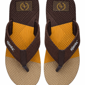 Men's Casual Flip Flops | Ajanta |Comfortable Daily Wear Slippers | Brown Mustard Beige