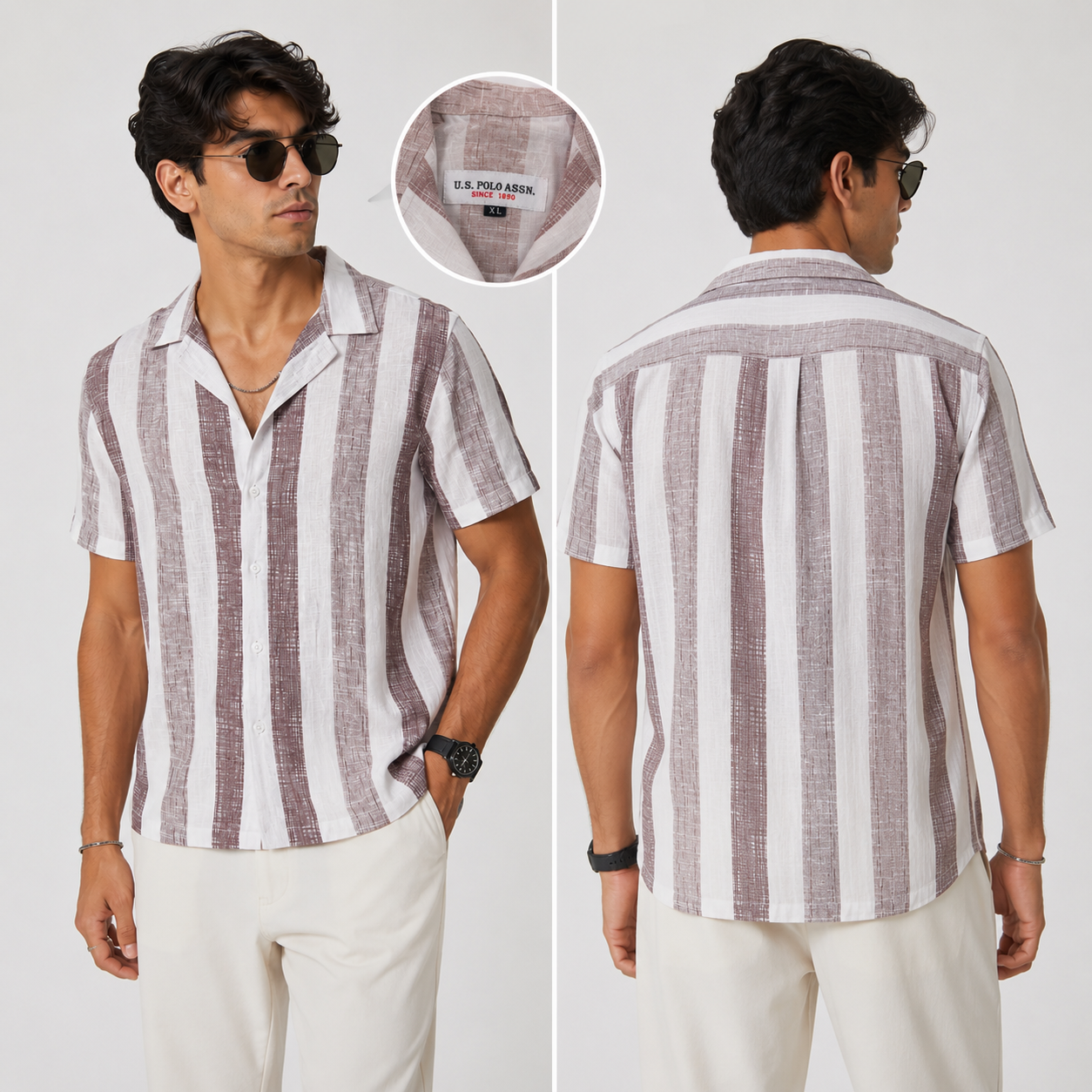 U.S. Polo Assn. Men's Striped Half Sleeve Casual Shirt - Image 3
