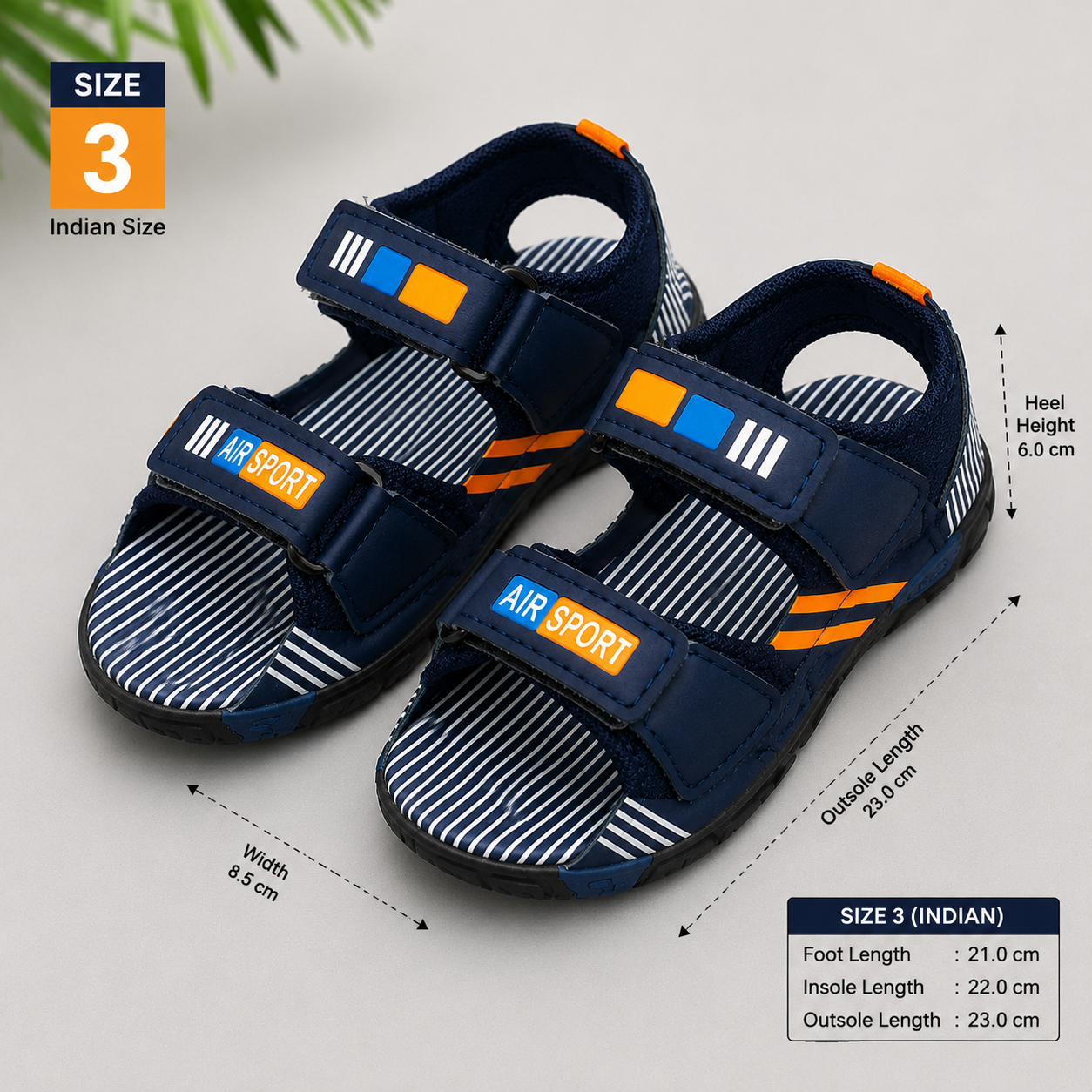 Kids Sports Sandals for Boys | Navy Blue Velcro Sandals | Lightweight Outdoor & Casual Sandals - Image 3