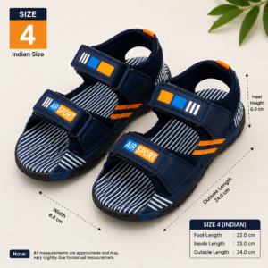 Kids Sports Sandals for Boys | Navy Blue Velcro Sandals | Lightweight Outdoor & Casual Sandals