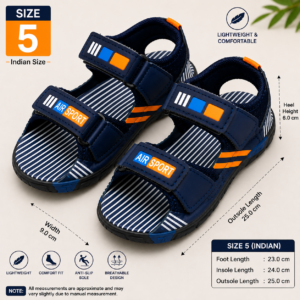 Kids Sports Sandals for Boys | Navy Blue Velcro Sandals | Lightweight Outdoor & Casual Sandals